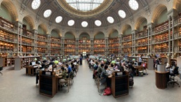 Sala oval de la Biblioteca Nacional de Francia (BnF) (Biblioteca Richelieu) por Yon Garin (panorámica con móvil)