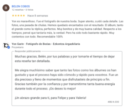 Reseña Google Reportaje de Boda en Yamaguchi de Pamplona