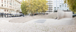 Fotografía panorámica de la plaza de Los Fueros